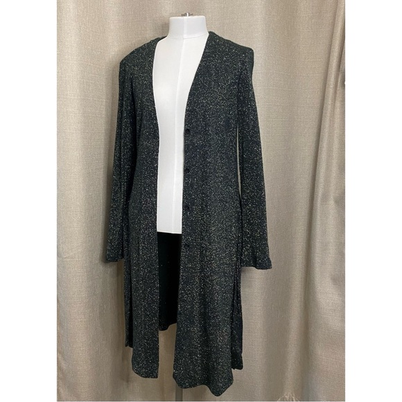 Rabbit Rabbit Rabbit Design size 8P Button Front Shimmer Metallic Long Cardigan - Picture 4 of 8